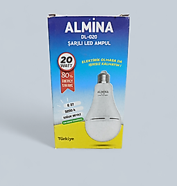 Almina 20 watt şarjlı LED ampul acil aydınlatma